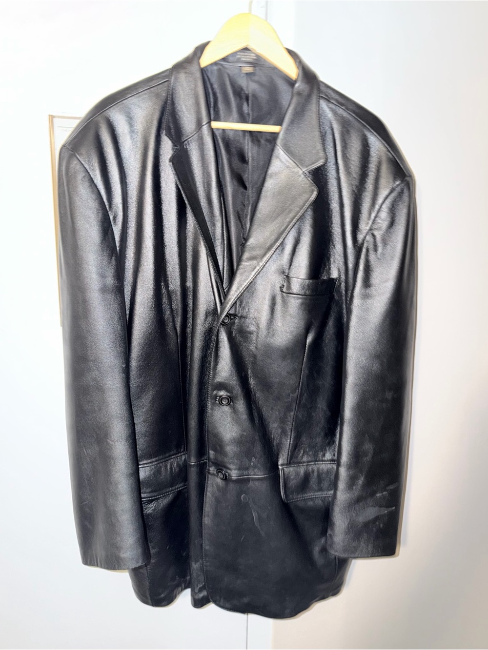 jf j.ferrar Black Leather Jacket with Orange Label